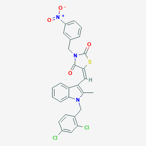 (5E)-5-{[1-(2,4-dichlorobenzyl)-2-methyl-1H-indol-3-yl]methylidene}-3-(3-nitrobenzyl)-1,3-thiazolidine-2,4-dione