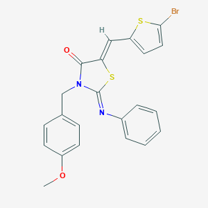 molecular formula C22H17BrN2O2S2 B423579 (2E,5Z)-5-[(5-bromothiophen-2-yl)methylidene]-3-(4-methoxybenzyl)-2-(phenylimino)-1,3-thiazolidin-4-one 