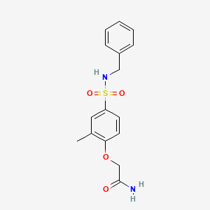 molecular formula C16H18N2O4S B4235791 2-{4-[(benzylamino)sulfonyl]-2-methylphenoxy}acetamide 