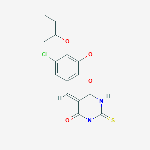 molecular formula C17H19ClN2O4S B423580 5-(4-sec-butoxy-3-chloro-5-methoxybenzylidene)-1-methyl-2-thioxodihydro-4,6(1H,5H)-pyrimidinedione 