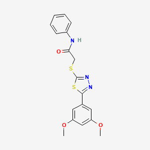 molecular formula C18H17N3O3S2 B4235809 2-{[5-(3,5-dimethoxyphenyl)-1,3,4-thiadiazol-2-yl]thio}-N-phenylacetamide 