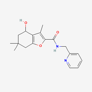 molecular formula C18H22N2O3 B4235846 4-hydroxy-3,6,6-trimethyl-N-(2-pyridinylmethyl)-4,5,6,7-tetrahydro-1-benzofuran-2-carboxamide 