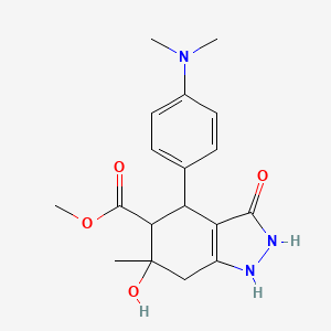 molecular formula C18H23N3O4 B4235847 methyl 4-[4-(dimethylamino)phenyl]-3,6-dihydroxy-6-methyl-4,5,6,7-tetrahydro-1H-indazole-5-carboxylate 