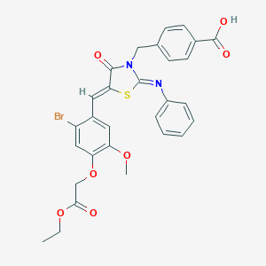 molecular formula C29H25BrN2O7S B423586 4-{[(5Z)-5-[2-bromo-4-(2-ethoxy-2-oxoethoxy)-5-methoxybenzylidene]-4-oxo-2-(phenylimino)-1,3-thiazolidin-3-yl]methyl}benzoic acid 