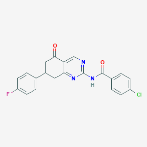 4-chloro-N-[7-(4-fluorophenyl)-5-oxo-5,6,7,8-tetrahydro-2-quinazolinyl]benzamide