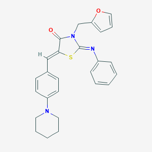 molecular formula C26H25N3O2S B423590 3-(2-Furylmethyl)-2-(phenylimino)-5-[4-(1-piperidinyl)benzylidene]-1,3-thiazolidin-4-one 