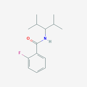 molecular formula C14H20FNO B4235904 2-fluoro-N-(1-isopropyl-2-methylpropyl)benzamide 