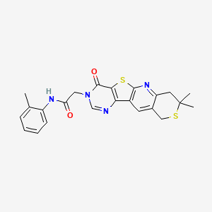 molecular formula C23H22N4O2S2 B4235948 2-(8,8-dimethyl-4-oxo-7,10-dihydro-8H-thiopyrano[3'',4'':5',6']pyrido[3',2':4,5]thieno[3,2-d]pyrimidin-3(4H)-yl)-N-(2-methylphenyl)acetamide 