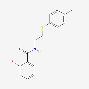 molecular formula C16H16FNOS B4235955 2-fluoro-N-{2-[(4-methylphenyl)thio]ethyl}benzamide 