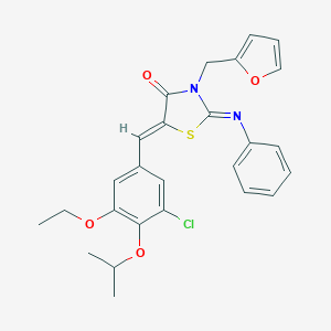 molecular formula C26H25ClN2O4S B423599 (2Z,5Z)-5-[3-chloro-5-ethoxy-4-(propan-2-yloxy)benzylidene]-3-(furan-2-ylmethyl)-2-(phenylimino)-1,3-thiazolidin-4-one 