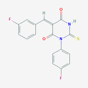 molecular formula C17H10F2N2O2S B423605 (5Z)-5-(3-fluorobenzylidene)-1-(4-fluorophenyl)-2-thioxodihydropyrimidine-4,6(1H,5H)-dione 