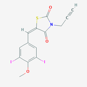 molecular formula C14H9I2NO3S B423606 (5E)-5-(3,5-diiodo-4-methoxybenzylidene)-3-(prop-2-yn-1-yl)-1,3-thiazolidine-2,4-dione 