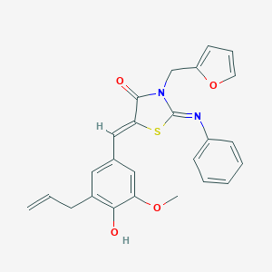 molecular formula C25H22N2O4S B423610 (2Z,5Z)-3-(furan-2-ylmethyl)-5-[4-hydroxy-3-methoxy-5-(prop-2-en-1-yl)benzylidene]-2-(phenylimino)-1,3-thiazolidin-4-one 