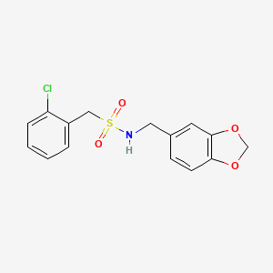 molecular formula C15H14ClNO4S B4236111 N-(1,3-benzodioxol-5-ylmethyl)-1-(2-chlorophenyl)methanesulfonamide 