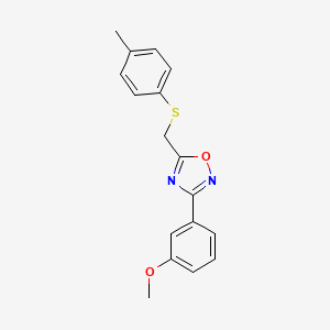 molecular formula C17H16N2O2S B4236128 3-(3-methoxyphenyl)-5-{[(4-methylphenyl)thio]methyl}-1,2,4-oxadiazole 