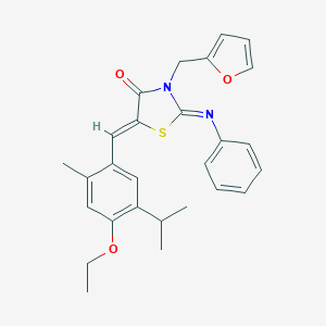 molecular formula C27H28N2O3S B423614 (2Z,5Z)-5-[4-ethoxy-2-methyl-5-(propan-2-yl)benzylidene]-3-(furan-2-ylmethyl)-2-(phenylimino)-1,3-thiazolidin-4-one 