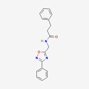 molecular formula C18H17N3O2 B4236140 3-phenyl-N-[(3-phenyl-1,2,4-oxadiazol-5-yl)methyl]propanamide 