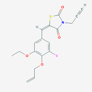 molecular formula C18H16INO4S B423616 5-[4-(Allyloxy)-3-ethoxy-5-iodobenzylidene]-3-(2-propynyl)-1,3-thiazolidine-2,4-dione 
