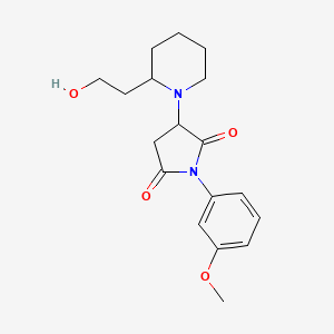molecular formula C18H24N2O4 B4236202 3-[2-(2-hydroxyethyl)-1-piperidinyl]-1-(3-methoxyphenyl)-2,5-pyrrolidinedione 