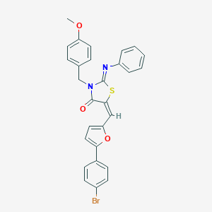 molecular formula C28H21BrN2O3S B423624 (2E,5E)-5-{[5-(4-bromophenyl)furan-2-yl]methylidene}-3-(4-methoxybenzyl)-2-(phenylimino)-1,3-thiazolidin-4-one 