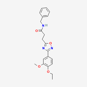 molecular formula C21H23N3O4 B4236249 N-benzyl-3-[3-(4-ethoxy-3-methoxyphenyl)-1,2,4-oxadiazol-5-yl]propanamide 