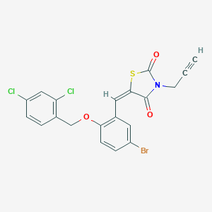 molecular formula C20H12BrCl2NO3S B423626 (5E)-5-{5-bromo-2-[(2,4-dichlorobenzyl)oxy]benzylidene}-3-(prop-2-yn-1-yl)-1,3-thiazolidine-2,4-dione 