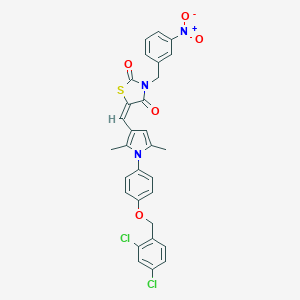 molecular formula C30H23Cl2N3O5S B423630 5-[(1-{4-[(2,4-dichlorobenzyl)oxy]phenyl}-2,5-dimethyl-1H-pyrrol-3-yl)methylene]-3-{3-nitrobenzyl}-1,3-thiazolidine-2,4-dione 