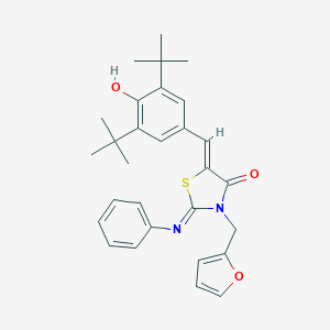 molecular formula C29H32N2O3S B423632 (2Z,5Z)-5-(3,5-di-tert-butyl-4-hydroxybenzylidene)-3-(furan-2-ylmethyl)-2-(phenylimino)-1,3-thiazolidin-4-one 
