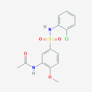 molecular formula C15H15ClN2O4S B4236335 N-(5-{[(2-chlorophenyl)amino]sulfonyl}-2-methoxyphenyl)acetamide 