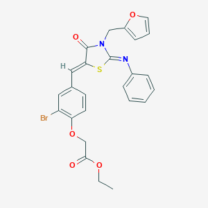 ethyl (2-bromo-4-{(Z)-[(2Z)-3-(furan-2-ylmethyl)-4-oxo-2-(phenylimino)-1,3-thiazolidin-5-ylidene]methyl}phenoxy)acetate