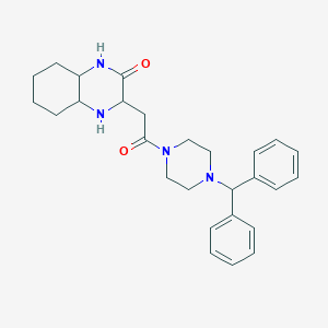 molecular formula C27H34N4O2 B4236374 3-{2-[4-(diphenylmethyl)-1-piperazinyl]-2-oxoethyl}octahydro-2(1H)-quinoxalinone 