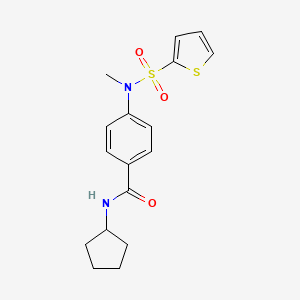 molecular formula C17H20N2O3S2 B4236377 N-cyclopentyl-4-[methyl(2-thienylsulfonyl)amino]benzamide 