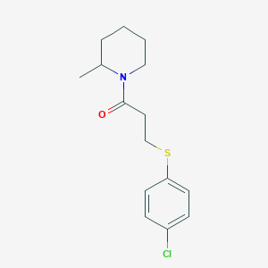 molecular formula C15H20ClNOS B4236384 1-{3-[(4-chlorophenyl)thio]propanoyl}-2-methylpiperidine 