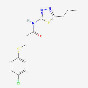 molecular formula C14H16ClN3OS2 B4236392 3-[(4-chlorophenyl)thio]-N-(5-propyl-1,3,4-thiadiazol-2-yl)propanamide 