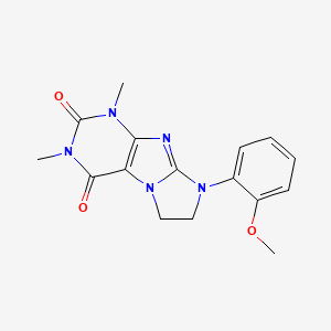molecular formula C16H17N5O3 B4236404 8-(2-methoxyphenyl)-1,3-dimethyl-7,8-dihydro-1H-imidazo[2,1-f]purine-2,4(3H,6H)-dione 