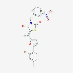 molecular formula C22H15BrN2O5S B423643 (5Z)-5-{[5-(2-bromo-4-methylphenyl)furan-2-yl]methylidene}-3-(3-nitrobenzyl)-1,3-thiazolidine-2,4-dione 