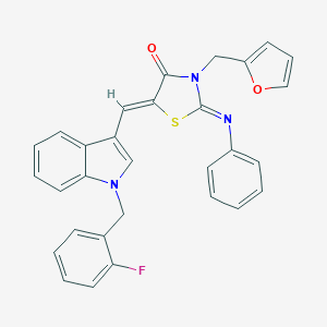 (2Z,5Z)-5-{[1-(2-fluorobenzyl)-1H-indol-3-yl]methylidene}-3-(furan-2-ylmethyl)-2-(phenylimino)-1,3-thiazolidin-4-one