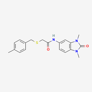 molecular formula C19H21N3O2S B4236459 N-(1,3-dimethyl-2-oxo-2,3-dihydro-1H-benzimidazol-5-yl)-2-[(4-methylbenzyl)thio]acetamide 