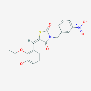molecular formula C21H20N2O6S B423646 3-{3-Nitrobenzyl}-5-(2-isopropoxy-3-methoxybenzylidene)-1,3-thiazolidine-2,4-dione 