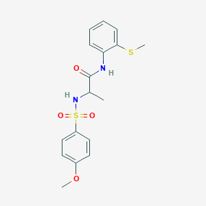 molecular formula C17H20N2O4S2 B4236473 N~2~-[(4-methoxyphenyl)sulfonyl]-N~1~-[2-(methylthio)phenyl]alaninamide 