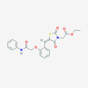 molecular formula C22H20N2O6S B423648 Ethyl {5-[2-(2-anilino-2-oxoethoxy)benzylidene]-2,4-dioxo-1,3-thiazolidin-3-yl}acetate 