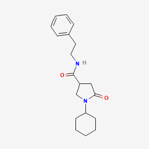 molecular formula C19H26N2O2 B4236483 1-cyclohexyl-5-oxo-N-(2-phenylethyl)-3-pyrrolidinecarboxamide 