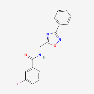 molecular formula C16H12FN3O2 B4236498 3-fluoro-N-[(3-phenyl-1,2,4-oxadiazol-5-yl)methyl]benzamide 