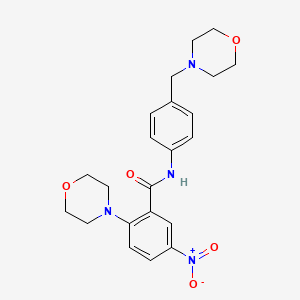 molecular formula C22H26N4O5 B4236519 2-(4-morpholinyl)-N-[4-(4-morpholinylmethyl)phenyl]-5-nitrobenzamide 