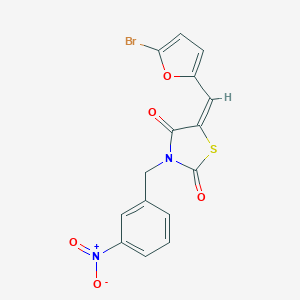 molecular formula C15H9BrN2O5S B423658 5-[(5-Bromo-2-furyl)methylene]-3-{3-nitrobenzyl}-1,3-thiazolidine-2,4-dione 