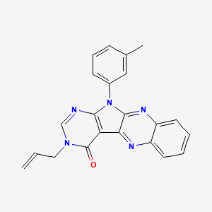 molecular formula C22H17N5O B4236592 3-allyl-11-(3-methylphenyl)-3,11-dihydro-4H-pyrimido[5',4':4,5]pyrrolo[2,3-b]quinoxalin-4-one 
