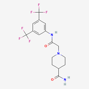molecular formula C16H17F6N3O2 B4236610 1-(2-{[3,5-bis(trifluoromethyl)phenyl]amino}-2-oxoethyl)-4-piperidinecarboxamide 