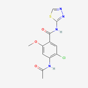 molecular formula C12H11ClN4O3S B4236617 4-(acetylamino)-5-chloro-2-methoxy-N-1,3,4-thiadiazol-2-ylbenzamide 