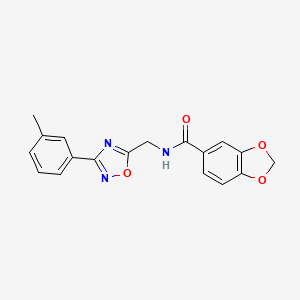 molecular formula C18H15N3O4 B4236629 N-{[3-(3-methylphenyl)-1,2,4-oxadiazol-5-yl]methyl}-1,3-benzodioxole-5-carboxamide 