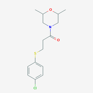 molecular formula C15H20ClNO2S B4236636 4-{3-[(4-chlorophenyl)thio]propanoyl}-2,6-dimethylmorpholine 